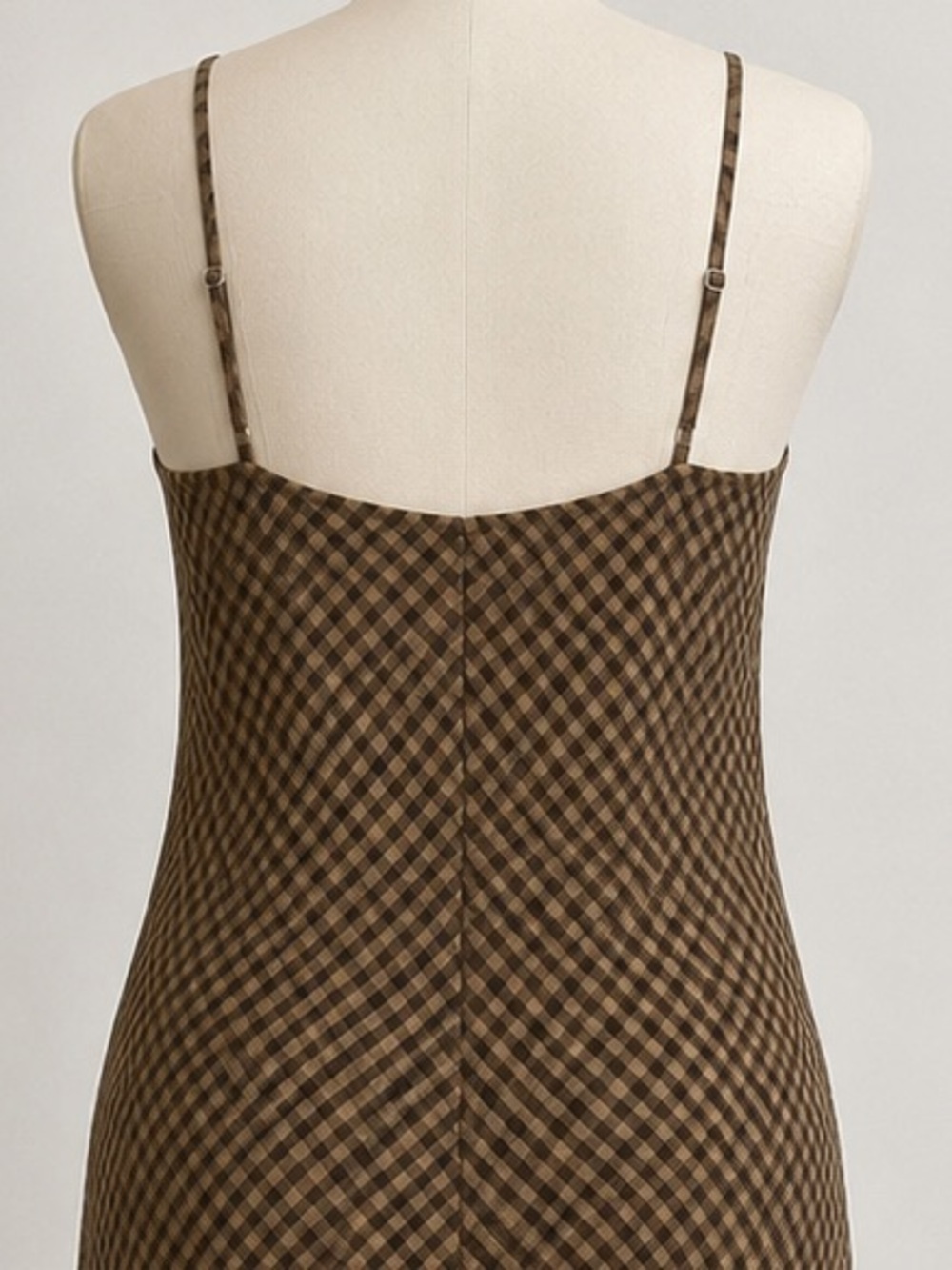 Antonio Melani x Courtney Grow Brown Gingham Midi Dress with Cream Ruffle Trim - Picture 6 of 10